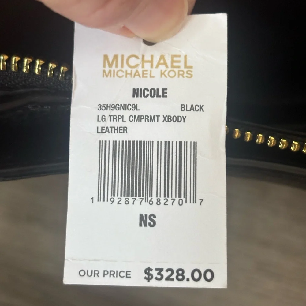 Michael Kors Nicole Black Pebbled Leather Shoulder Bag NWT